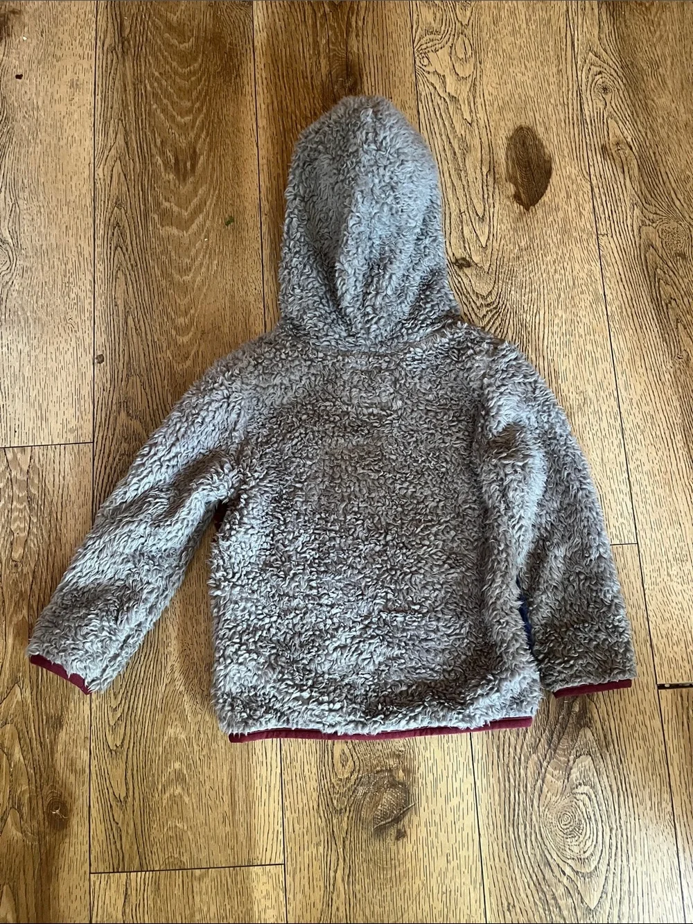 OshKosh B'gosh Colorblock Sherpa Hoodie in Gray, Burgundy & Navy